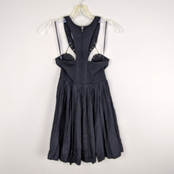 Angel Biba | Black Lace Up Mini Dress-H9 - Picture 2 of 7